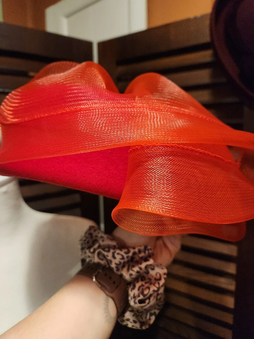 Vintage Red Sculpted Organza Cocktail Hat